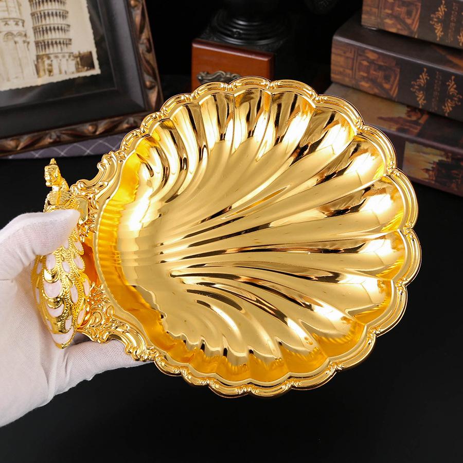 Peacock Palm Tray Creative Shell Fruit Plate European High-end Light Luxury Fruit Plate Home Living Room Retro Fruit Plate
