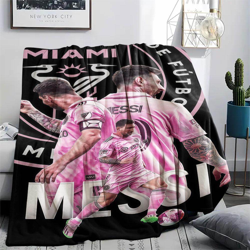 1PC Lionel Messi Patterned Flannel Blanket Suitable For All Seasons for Home Decor Warmth and Comfort Gifts Holiday Present