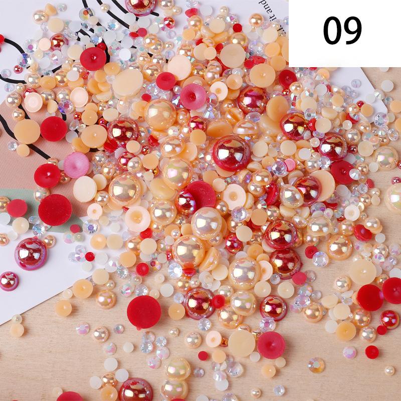 Yantuo 1000g Mixed Packaging Flat Back Pearls Resin Rhinestone Jelly Rhinestones Bulk Abs Loose Pearl for DIY Decoration
