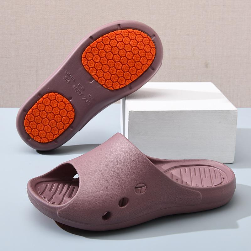 Home non-slip bottom slippers men's and women's indoor household bath bathroom elderly home one-word sandals