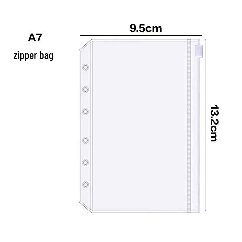 A5A6 Budget Planner with Loose-leaf Inner Pages, Zipper Pouch, Divider, 7-inch 6-hole Refills, and English Labels.
