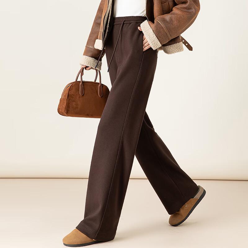 Fanzhen Women's Fleece Lined High-Waist Wide-Leg Pants