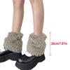 Women Furry Leg Warmers with Letter Label Aesthetic Winter Warm Fuzzy Plush Boot Cuffs Leg Gaiters Socks Streetwear
