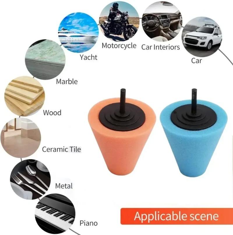 1-10PCS Car Hub Polishing Sponge Conical Grinding Wheel Metal Plastic Auto Rim Cleaner Car Polishing Tool Accessories