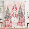 2pcs,2D Plane Printing Curtains Digital Printed Cute Snowman Christmas Gifts_g Versatile 100% Polyester (without Rod)