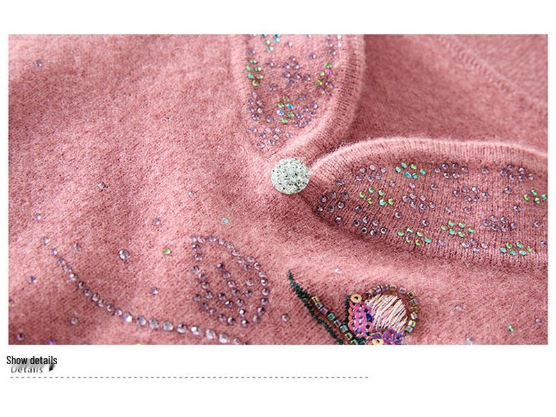 Elegant Embroidered Wool Qipao Collar Sweater for Autumn/Winter