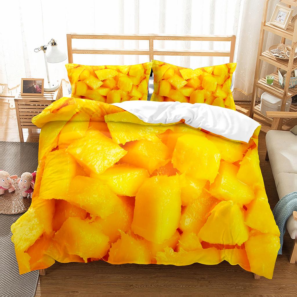 Comforter Mango Fresh Fruit Pattern Comforter For Kids Teens Adults Bedding Set King Queen Twin Size With