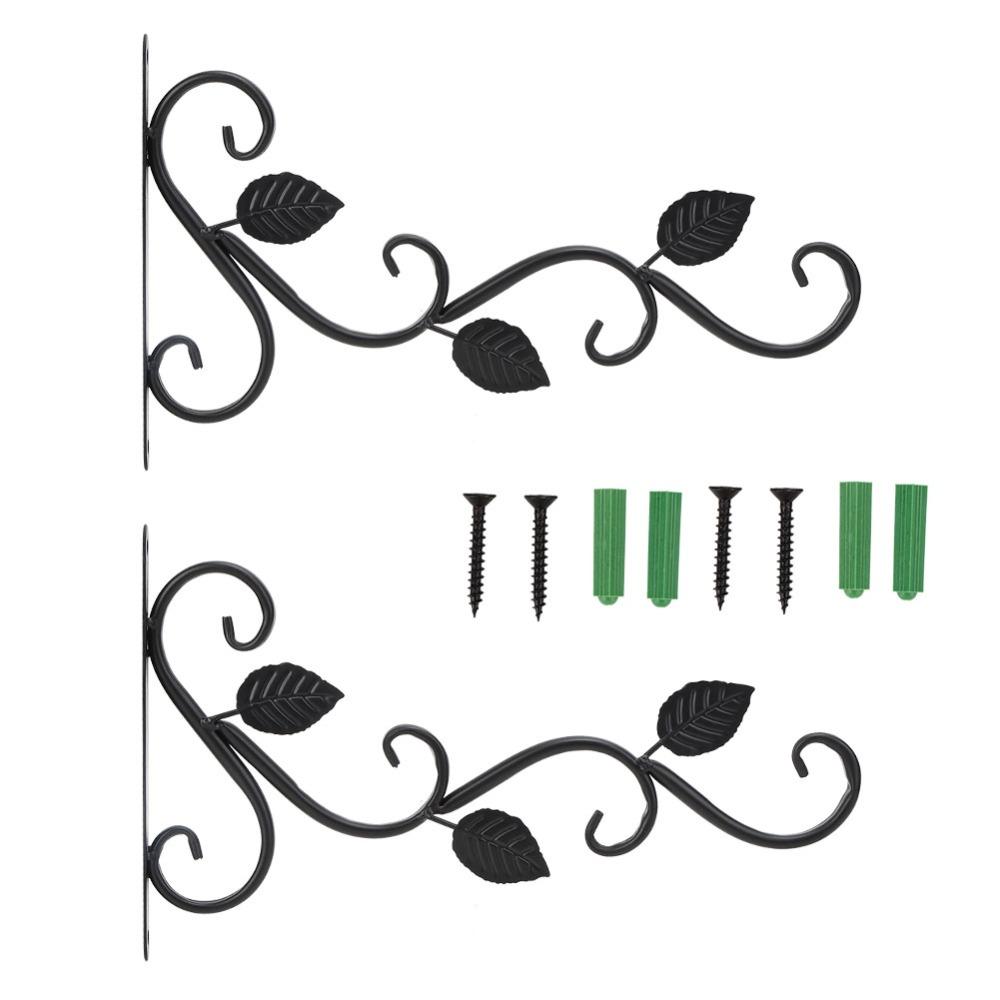 2pcs 11x9 In Plant Hanger Bracket Black Wall Hook Hanging Plant Bracket  Flower Pots