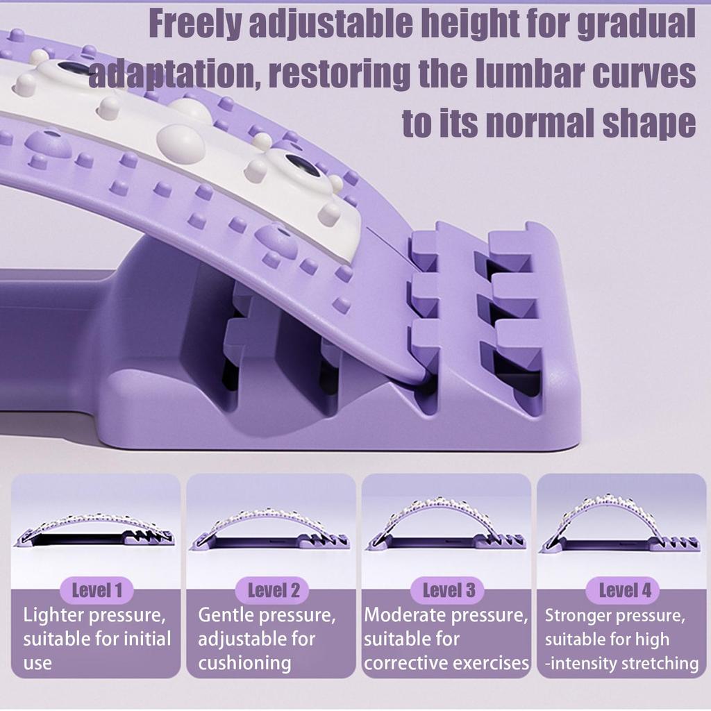 Lumbar Back Stretcher 4 Level Adjustable Lumbar Support Board Lower And Upper Back Cracker For Women Men Adults Athletes