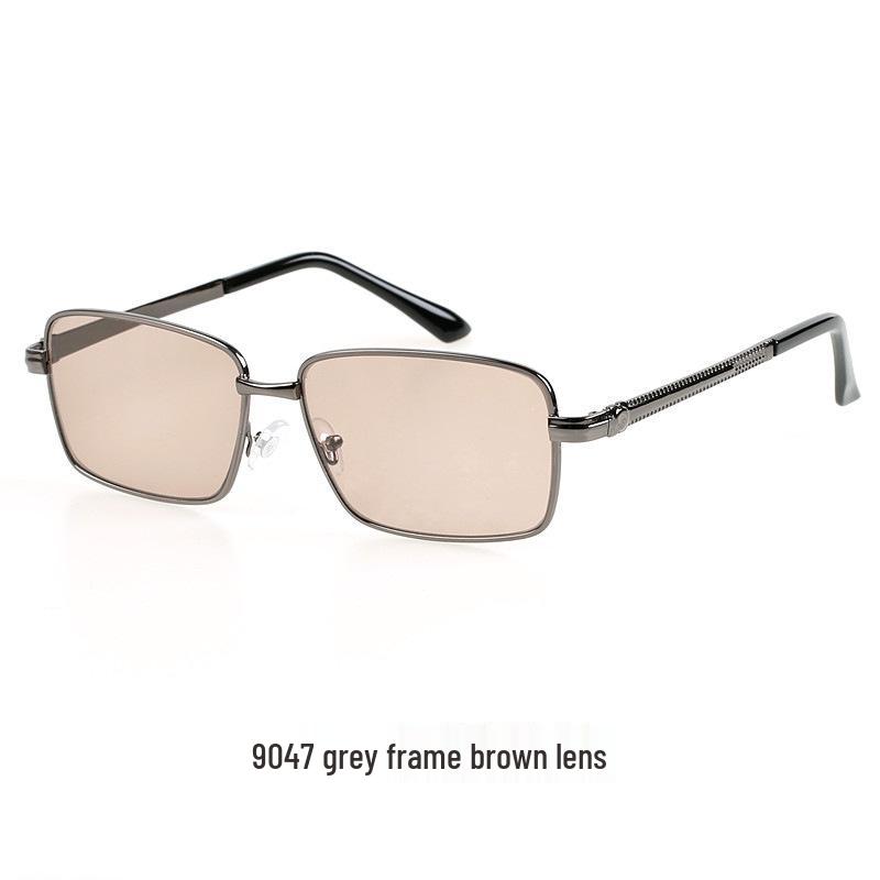 

Сонячні окуляри з кришталевими дзеркальними лінзами в оправі по всьому периметру для чоловіків - колір чаю та білий камінь, ідеальні для середнього та похилого віку, доступні в різних стилях