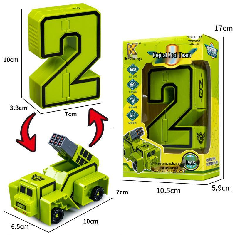 Number Transforming Robot Toy Set for Kids: 0-9 Educational Assembly for Elementary Students