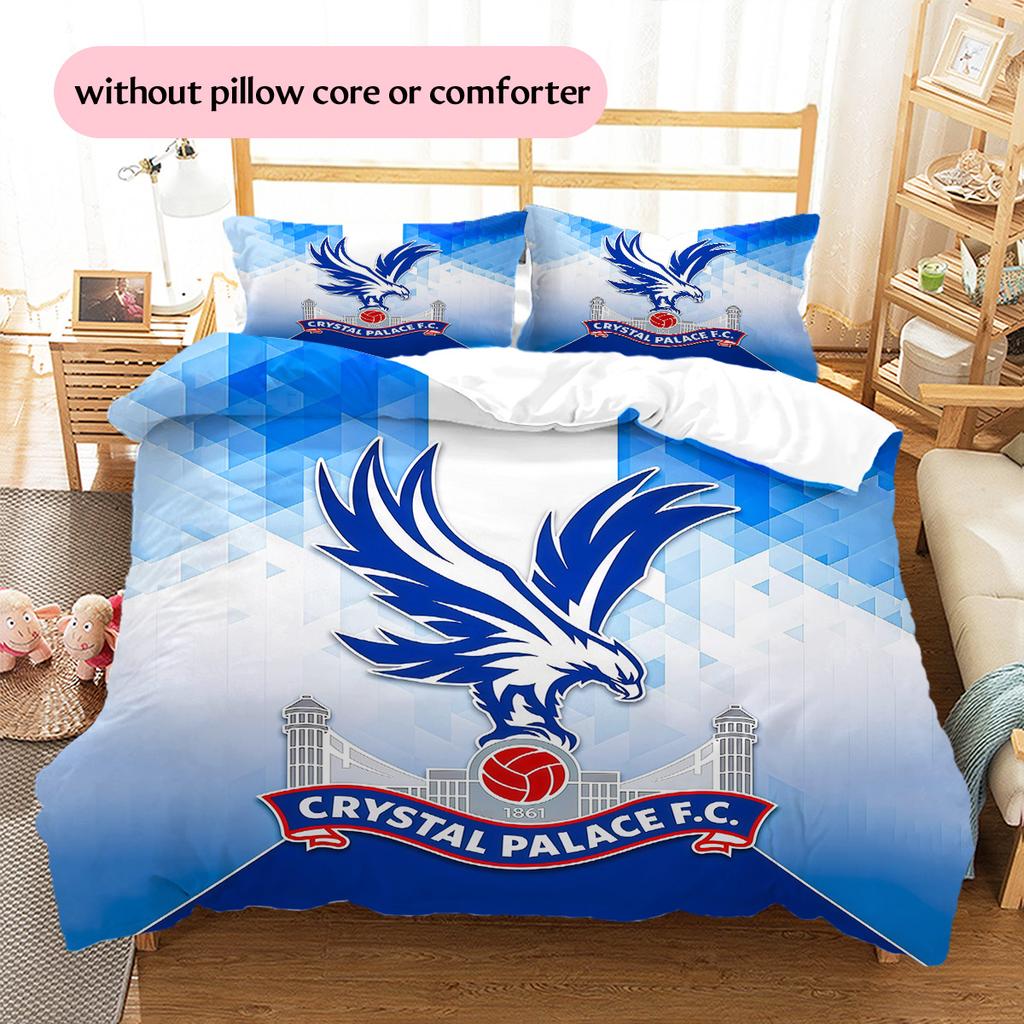 Crystal Palace F.C Pattern Bedding Quilt Set Home Decoration Gift (1 * duvet cover + 2 * pillowcase without core).xwn