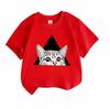 Kids Boys Girls 100% Cotton Crew Neck Short Sleeve T-Shirt, Cute Surprise Peeking Cat Geometric Black Triangle Pattern Casual Breathable Summer Tee fo
