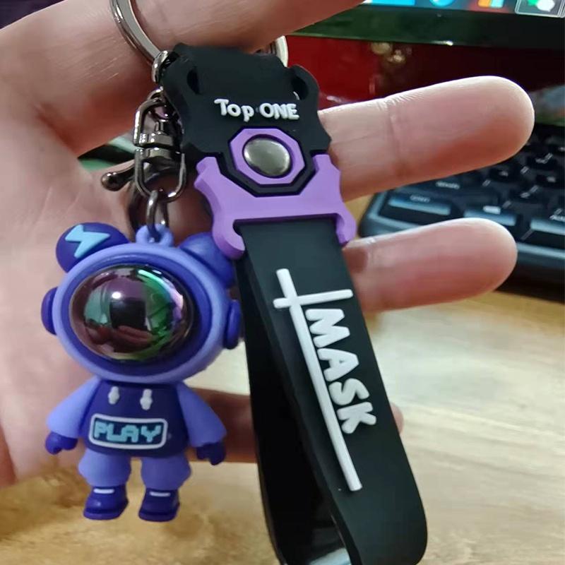 Breloc cu inel tip cheie fulger, figurină astronaut, păpușă, pandantiv pentru geantă, suport chei auto