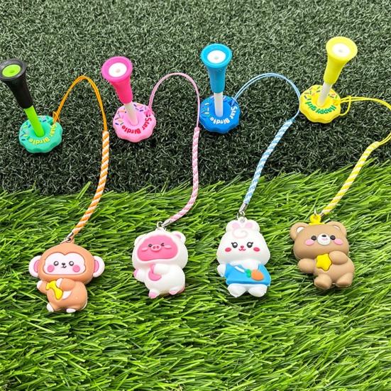 Golf Tee Hanger Plastic Anti Lost Golf Tee Ring with Strap Cartoon Animal Golf Tee Holder Tee Loss Prevention Golf Accessories for Men Women