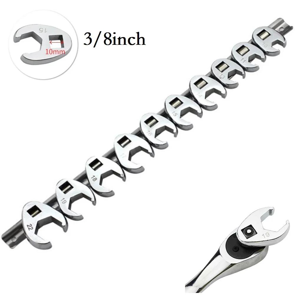 10 Stücke 3/8 Zoll Antrieb Hahnenfußschlüssel 10 Bis 22mm Metric Fuß Maulschlüssel Für Drehmomentschlüssel Schlüsselsatz