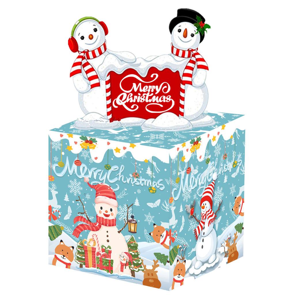 Snowman Pattern Letter Money Box With Paper Material Christmas Party Decor Gift