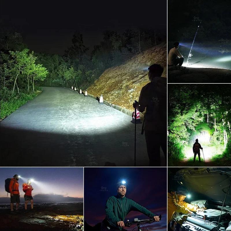 Powerful LED Induction Headlamp 4 Lighting Modes Type-C Charge Head Flashlight Outdoor Waterproof Camping Fishing Headlight