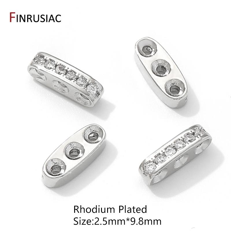 

18K Gold Plated Brass Inlaid Zircon 3 Holes Separators for Beads Bar Connector DIY Beading Jewellery Making Accessories 2 Pieces