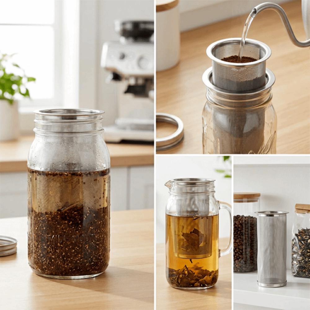 Stainless Steel Cylindrical Coffee Filter Ultra Fine Mesh Wide Mouth Coffee Filter  Iced Tea Maker 15cm（5.91in）