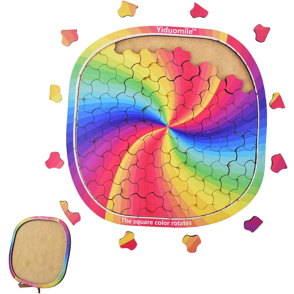 

Квадратные цветные вращающиеся развивающие игрушки, красочные деревянные пазлы, подходят для семейных посиделок, повседневные развивающие игрушки