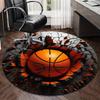 Flame Sphere Energy Round Carpet Chair Cushion Round Entryway Rug, Soft Round Rugs for Living Room, Bedroom, Circle Carpet Decor Gifts