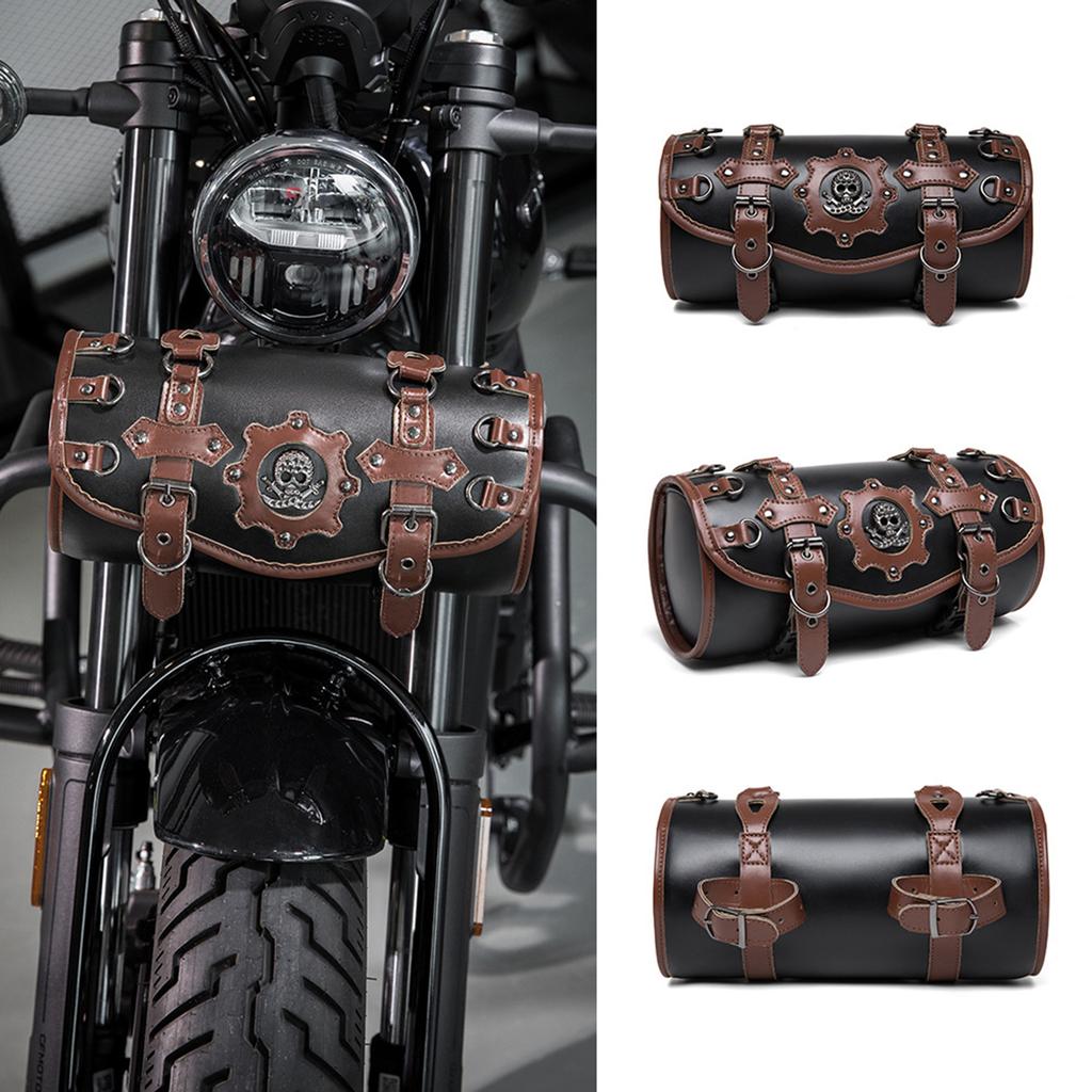 Motorcycle Saddlebag Leather Tool Pouches Storage Suitable for Front Fork&Handlebar, Road Trip , Daily Commute