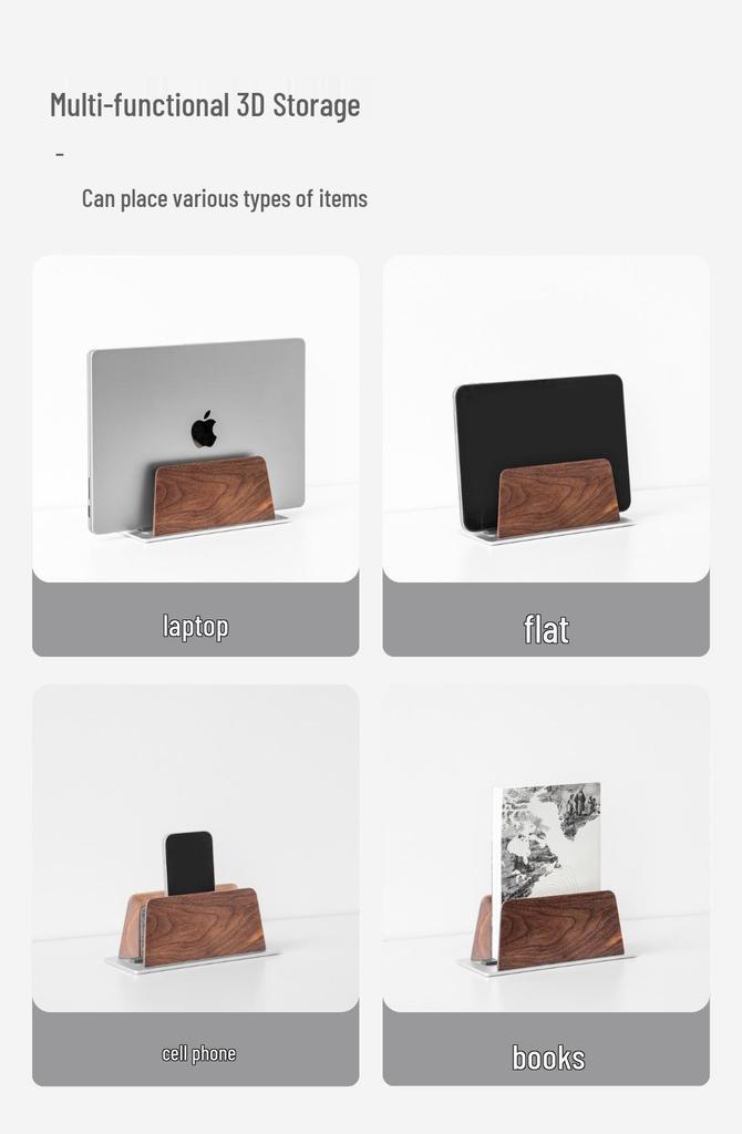 Adjustable Vertical Laptop Stand, Desktop Computer Holder, MacBook Upright Storage Rack, Metal