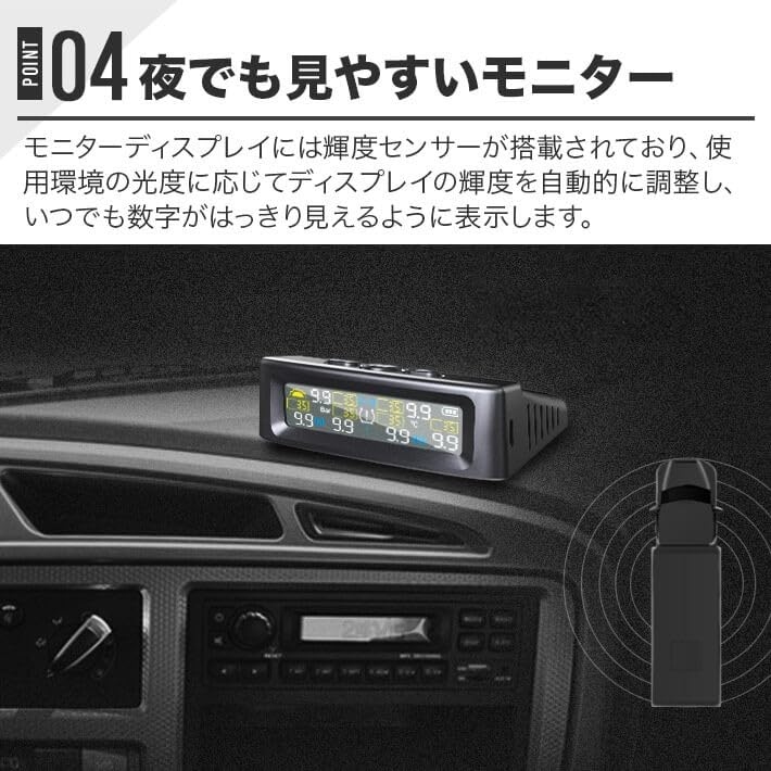 Solar Charging, Truck Air Pressure Sensor, TPMS, Tire Pressure Monitor, Real-time Voice Alert, Fast