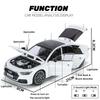 1:24 A7 Toy Car Model Diecast Alloy Vehicle Miniature Pull Back Sound & Light Doors Openable Collection Gift for Boy Kid