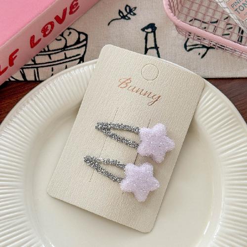 Korean style shiny five-pointed star hairpin hair ring simple and high-end sense of girls flashing diamond hairpin double ponytail head rope
