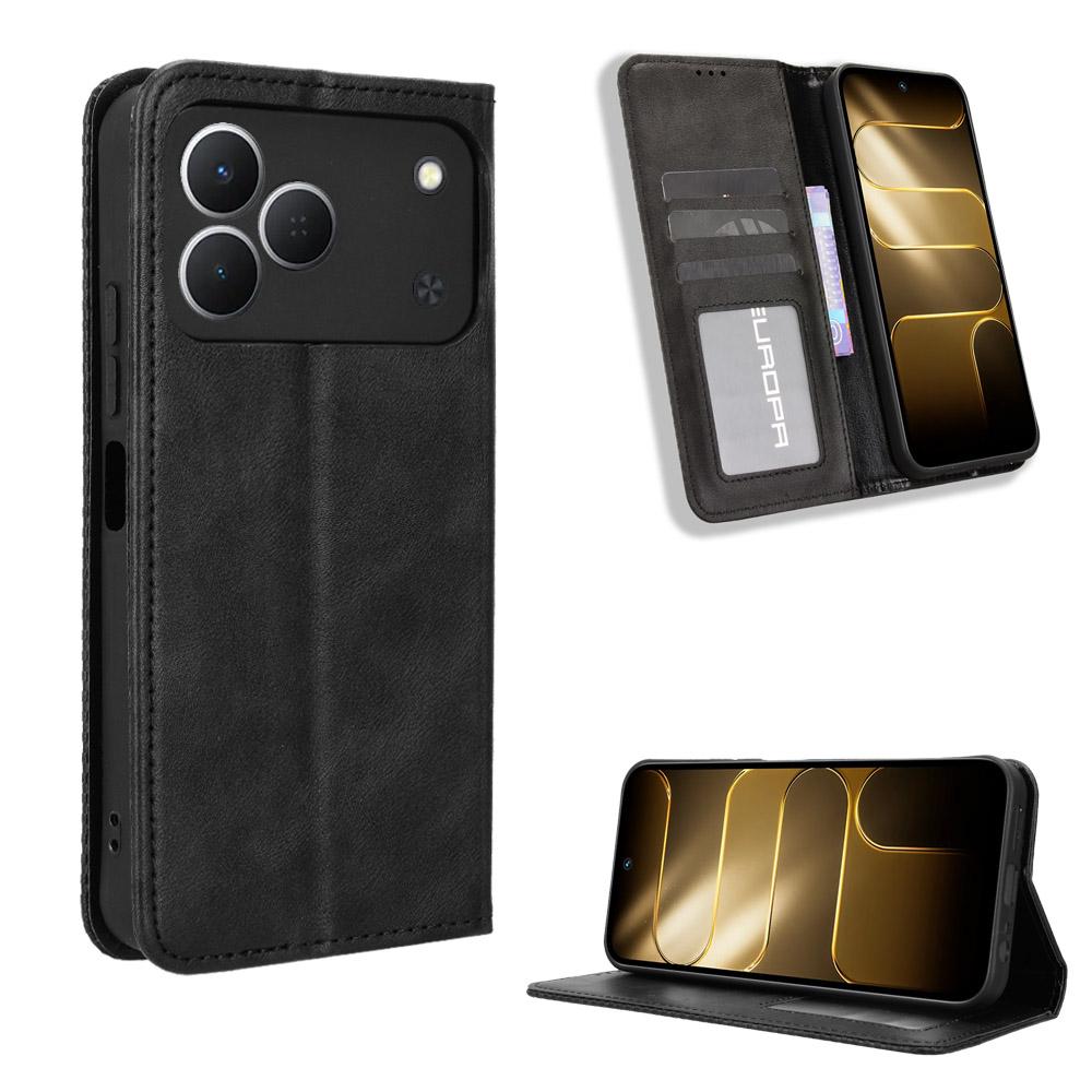 Flip Cover Compatible for Tecno Spark 50 4G Leather Case [Flip Vintage Leather] Shockproof Durable Retro Phone Case