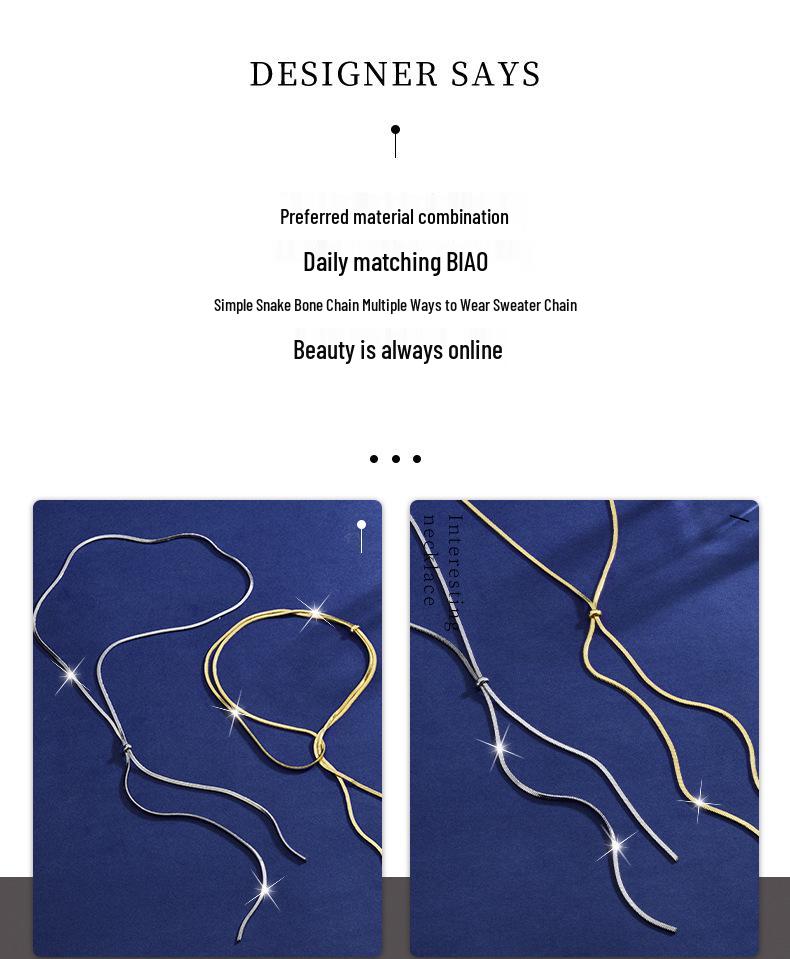 2022 Stylish European & American Thick Flat Snake Chain Sweater Necklace for Women