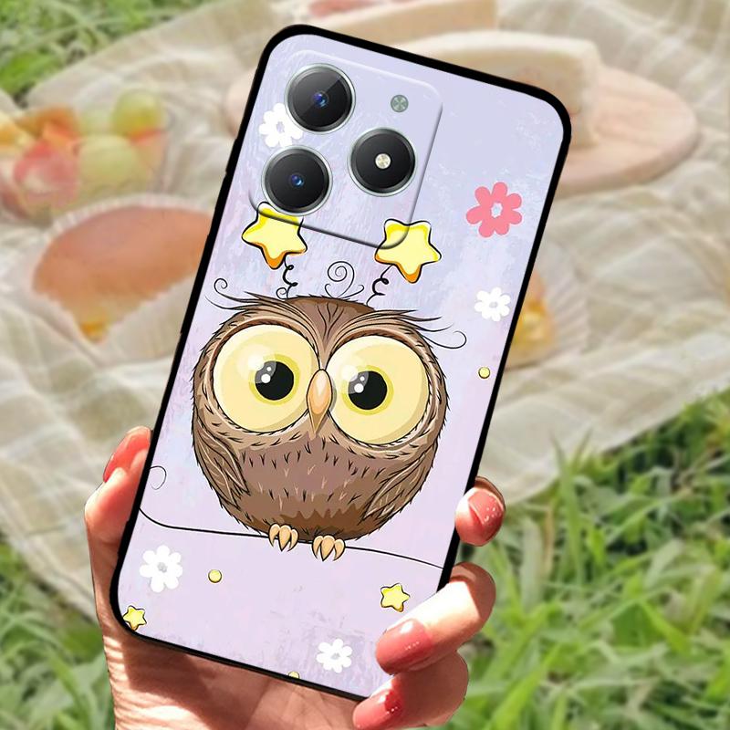 For Realme C61 4G Case Fashion Cartoon Black Silicone Soft TPU Back Cover For Oppo Realme C63 Protective Fundas Coque Cases
