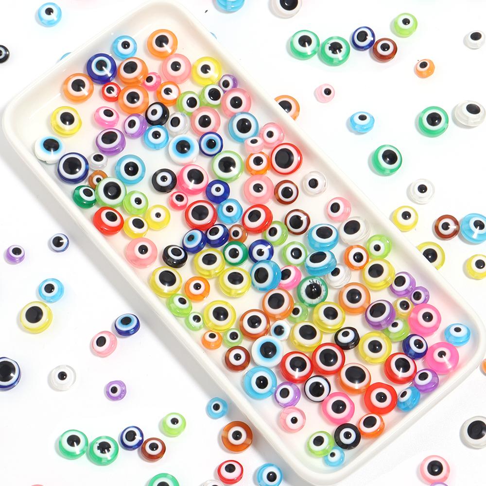 100pcs/lot 6 8 10mm Resin Evil Eye Beads Mix Color Loose Spacer Round Beads For Bracelet Necklace DIY Jewelry Making Accessories