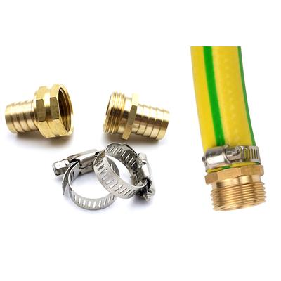 3/4" Garden Hose Repair Mender Brass Hose Repair Set Barb Connector with Stainless Steel Clamps Tool for Gardening