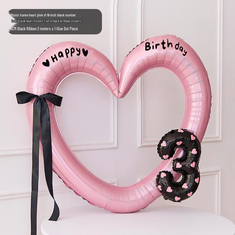 40-inch Pink Heart Balloon with Bow & Number for First Birthday Decoration