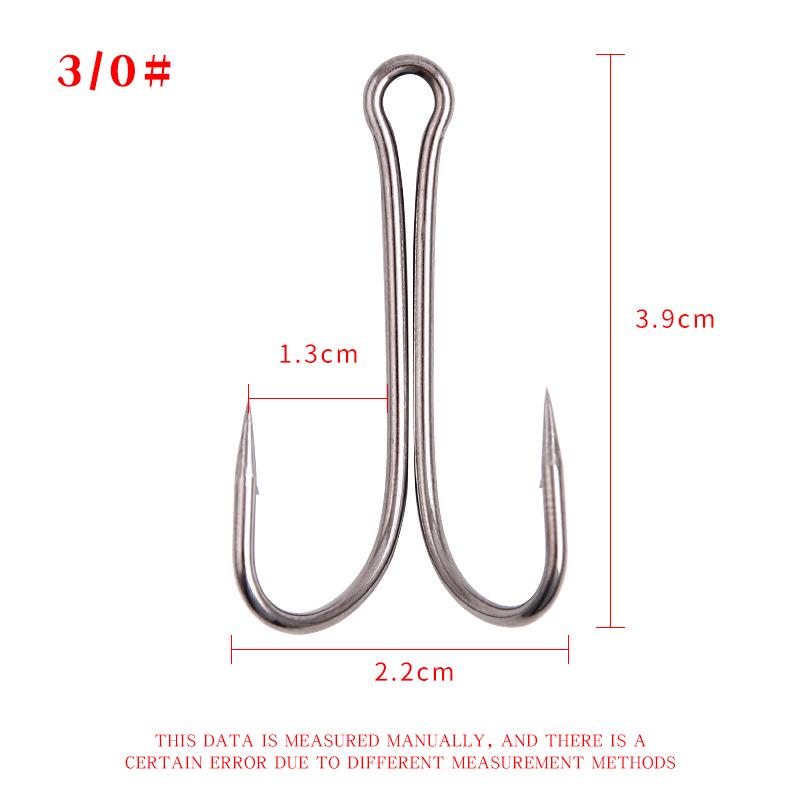 50-Pack Double Frog Hooks with Barbs - Anti-Snag Chicken Claw Artificial Bait for Fishing