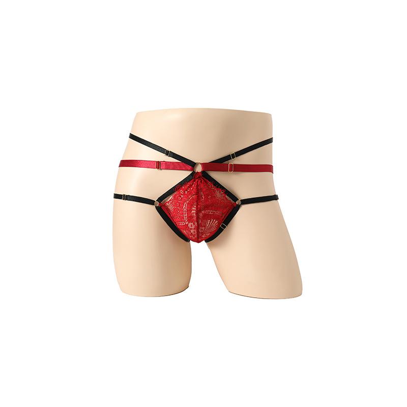 Summer Men's Boxer Panties, Sexy Thongs, Lace Ribbon, Adult Sex Bag Panties