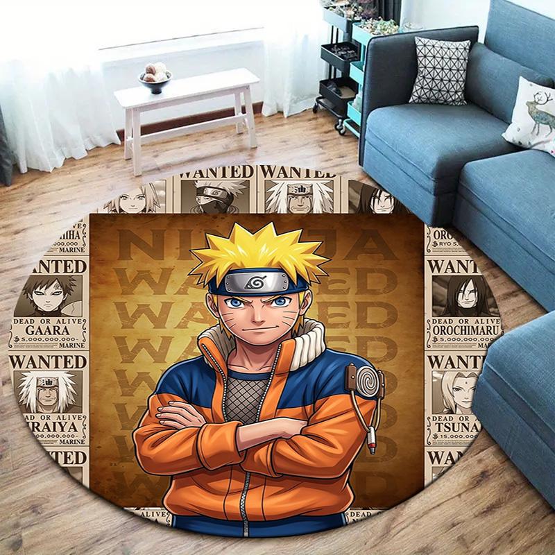 Naruto Poster Round Area Rug Carpet Rug For Living Room Bedroom Sofa Playroom Decor Nonslip Floor Mat