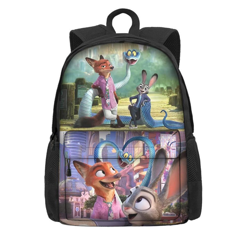 Kreslený batoh s motivem Zootopie 2 pro žáky základní školy, velká kapacita, lehký dvouramenný batoh