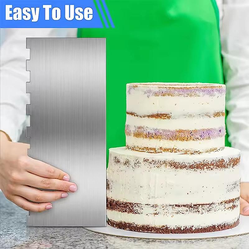 Stainless Steel Cake Scraper Double Sided Patterned Stripe Edge Cake Decorating Comb Smoother Scraper Pastry Cutter