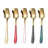 Stainless Steel Spoon Ice Cream Spoon Children's Titanium-plated Spray Paint Dessert Spoon Honey Stick  Kitchen Accessories