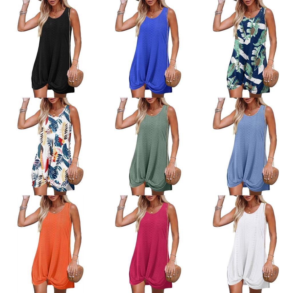 Polyester Splicing Aline Minikleid mit verdrehtem Knoten für den Sommer-Strandurlaub