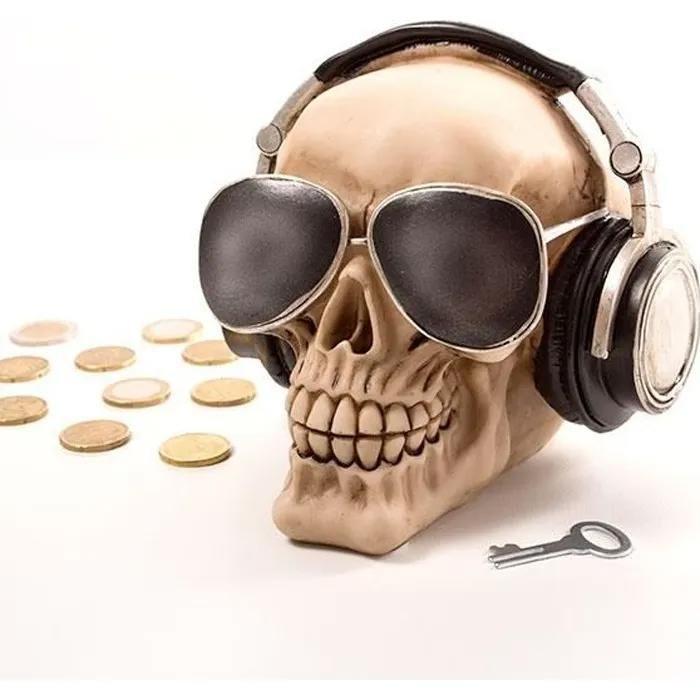 Tirelire - zampeda1 - tête de mort - polyrésine - 13,5 x 11,5 x 14 cm