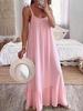 New women's clothing, casual suspender U-neck regular pleated multi-color women's dress long dress