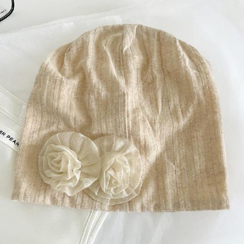 Flower Cold Hat Women's Fashion Versatile Breathable Spring and Summer Rose Thin Pile Cap Niche Baotou