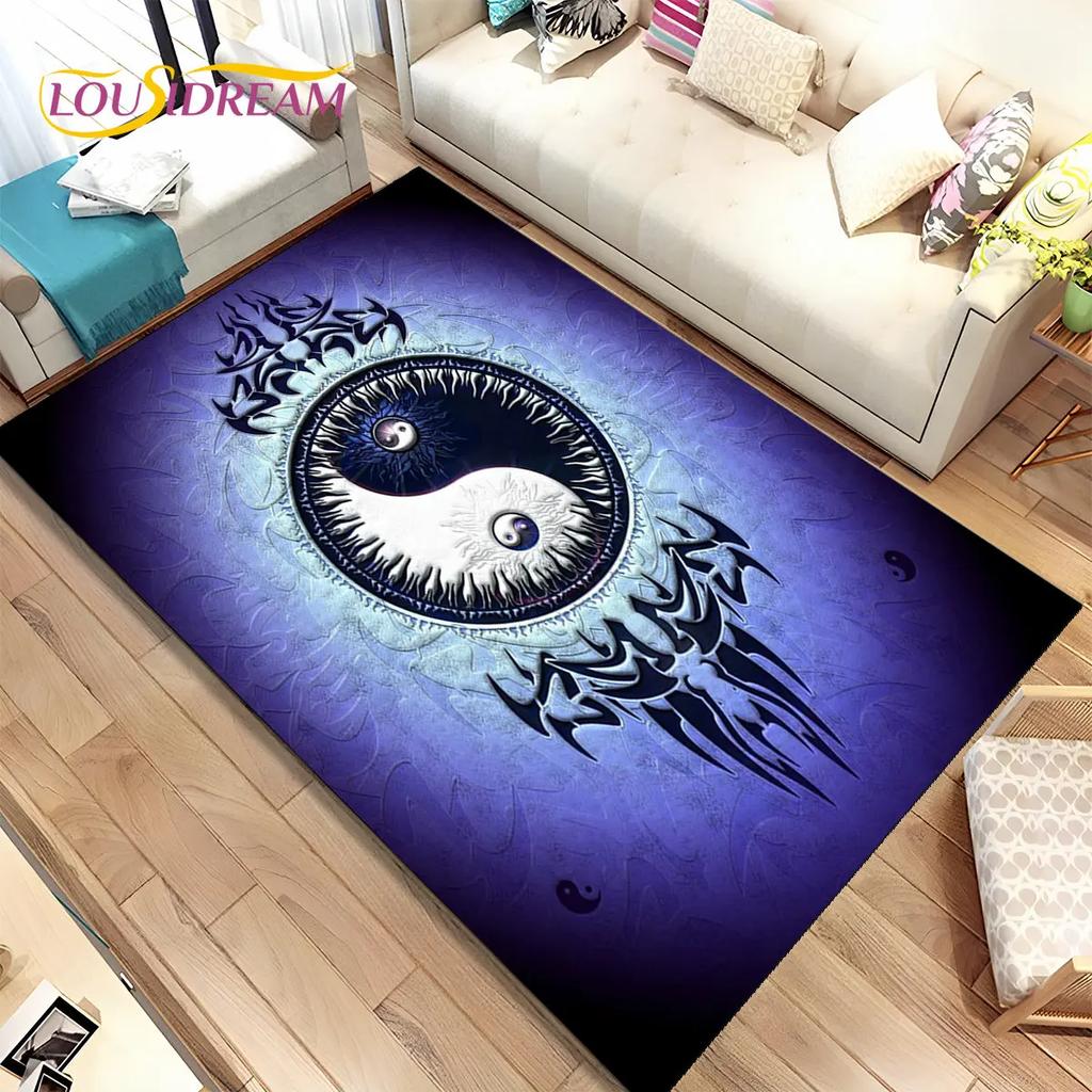 Chinese Tai Chi Bagua Yin Yang  Area Rug,Carpet Rug for Home Living Room Children Bedroom Sofa Doormat Decor,Non-slip Floor Mat