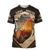Koszulka z nadrukiem Rooster Fight Pattern dla mężczyzn Funny Chicken 3D Printed Tees Lato Casual Krótki rękaw Okrągły dekolt Koszulki unisex