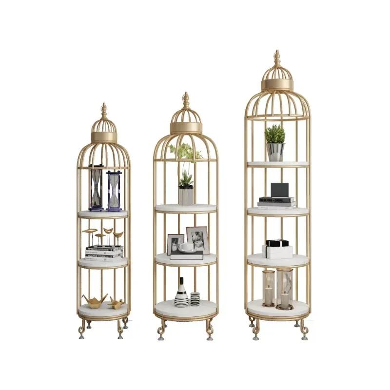 Nordic Bird Cage Flower Rack Living Room Shelf Corner Floor Multilayer Storage Cosmetics Shop Window Display Furniture